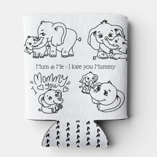 Olifant Mum & Me Moederdag gepersonaliseerd Blikjeskoeler (Achterkant)