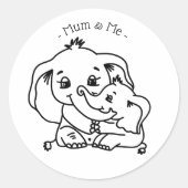 Olifant Mum & Me Moederdag gepersonaliseerd Ronde Sticker (Voorkant)