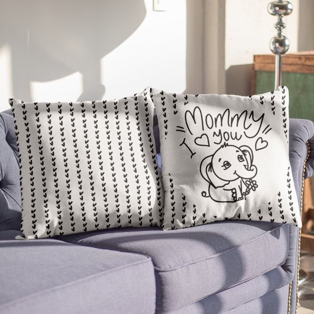 Olifant Mum & Me Moederdag Kussen (Elephant Mum & Me Mother's Day Throw Pillow)