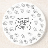 Olifant Mum & Me Moederdag rond Zandsteen Onderzetter (Voorkant)