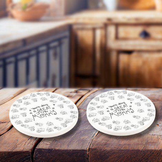 Olifant Mum & Me Moederdag rond Zandsteen Onderzetter