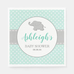 Olifant Muntgroene Grijze Stippen Baby Shower Servet