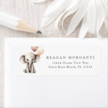 Olifant Neutraal Baby Shower Retouradres
