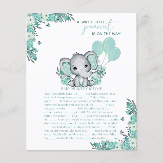 Olifant Neutral Baby shower spel (Voorkant)