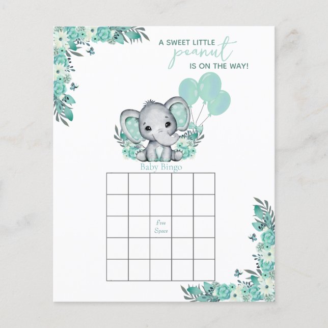 Olifant Neutrale Baby Shower Spel (Voorkant)