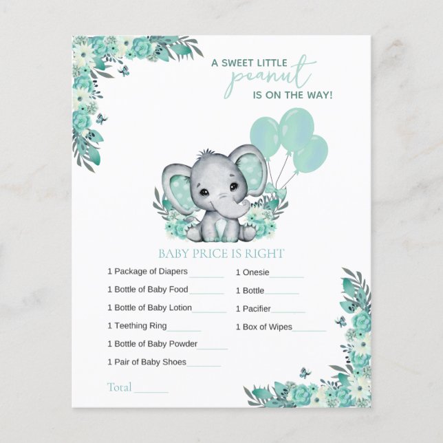 Olifant Neutrale Baby Shower Spel (Voorkant)
