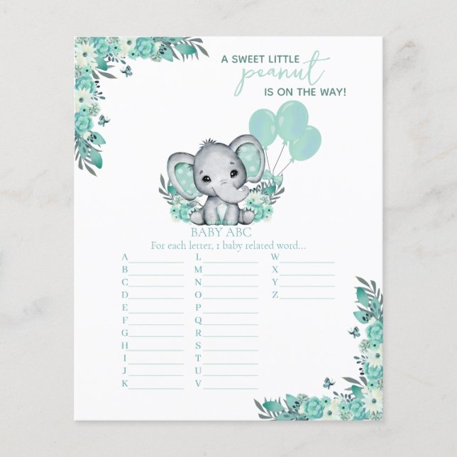 Olifant Neutrale Baby Shower Spel (Voorkant)