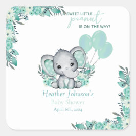 Olifant Neutrale Babyborrel Vierkante Sticker