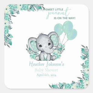 Olifant Neutrale Babyborrel Vierkante Sticker