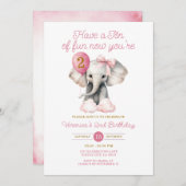 Olifant Nu Je 2e Verjaardag Ballon Strikdas Kaart (Voorkant / Achterkant)