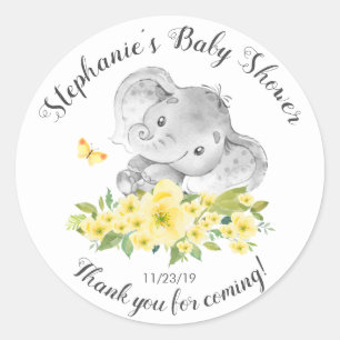 Olifant Oerwoud Dieren Neutraal Baby shower Favor Ronde Sticker