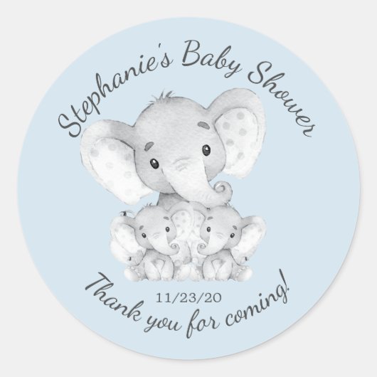 Olifant Oerwoud Dieren Twins Baby shower Favor Ronde Sticker (Voorkant)