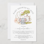 Olifant Oerwoud Foliage Grey Baby shower per Mail Kaart (Voorkant)