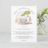 Olifant Oerwoud Foliage Grey Baby shower per Mail Kaart (Staand voorkant)