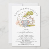 Olifant Oerwoud Foliage Grey Virtual Baby shower Kaart (Voorkant)