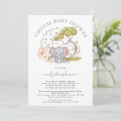Olifant Oerwoud Foliage Grey Virtual Baby shower Kaart (Staand voorkant)