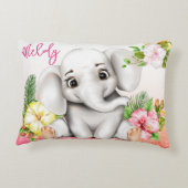 Olifant Oerwoud Safari gepersonaliseerde Baby Accent Kussen (Achterkant)