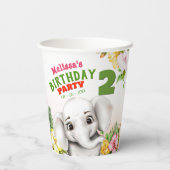 Olifant Oerwoud Safari Verjaardagsfeest Papieren Bekers (Achterkant)