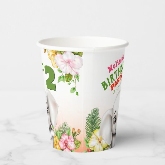 Olifant Oerwoud Safari Verjaardagsfeest Papieren Bekers (Rechts)