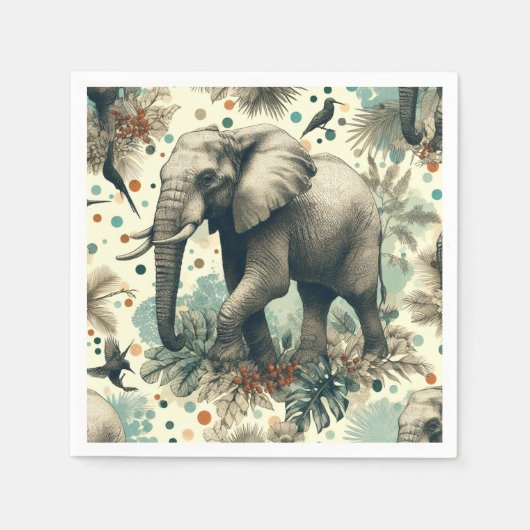 olifant Oerwoud schilderij Servet (Voorkant)