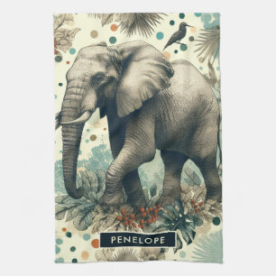 olifant Oerwoud schilderij Theedoek