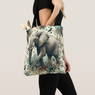  olifant Oerwoud schilderij Tote Bag