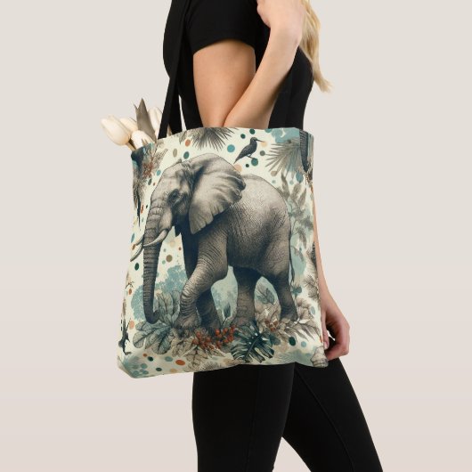 olifant Oerwoud schilderij Tote Bag (Dichtbij)