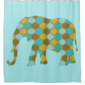 Olifant Olijfgroen Hemelblauw Douchegordijn (Voorkant)