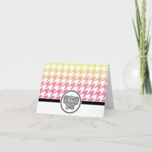 Olifant Ombre Geel Roze Houndstooth Kaarten
