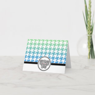Olifant Ombre Groen Blauw Houndstooth Kaarten