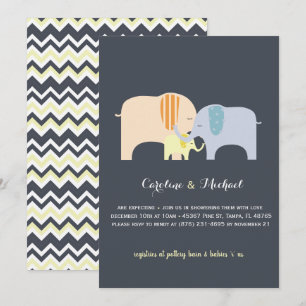 Olifant Omhelzen Genderneutraal Baby shower Uitnod Kaart