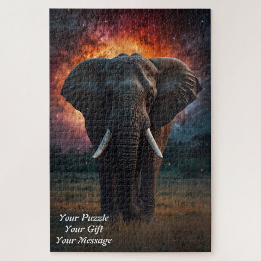 Olifant onder een sterrenhemel legpuzzel (Verticaal)