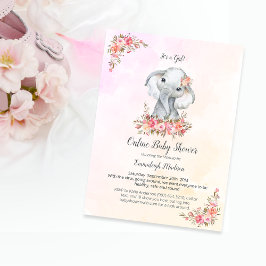 Olifant Online Baby shower Boho Chic Coral Briefkaart