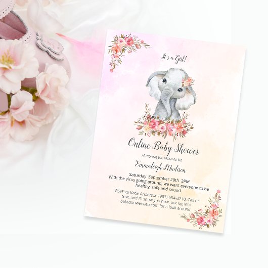Olifant Online Baby shower Boho Chic Coral Briefkaart