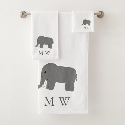 Olifant ontwerp monogram bad handdoek (Insitu)