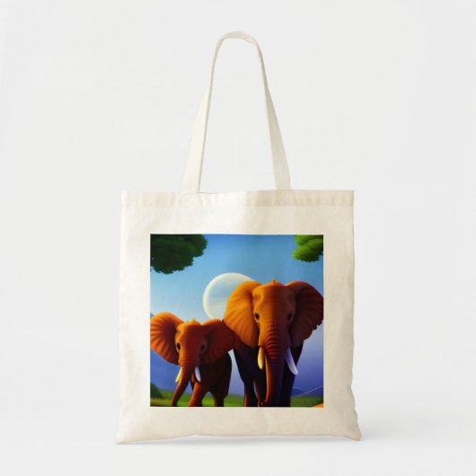 Olifant ontwerp op canvas tas. tote bag (Voorkant)
