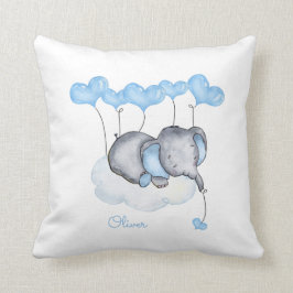 Olifant op Cloud - Grijs Blauw Baby Jongen Kwekeri Kussen