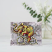 Olifant op de fiets briefkaart (Staand voorkant)