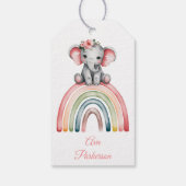 Olifant op een regenboog dank je wel cadeaulabel (Achterkant)