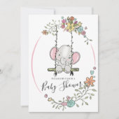 Olifant op een schommel Leuk Baby shower Kaart (Voorkant)