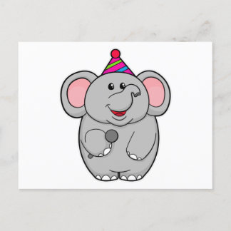 Olifant op Feestje met Microfoon Briefkaart