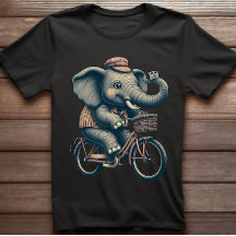 Olifant op Fiets Retro T-shirt