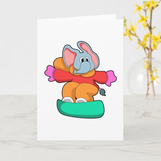 Olifant op het snowboarden met snowboard kaart (Gele Bloem)