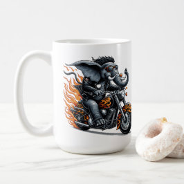 Olifant op Motorfiets met Vlammen Koffiemok