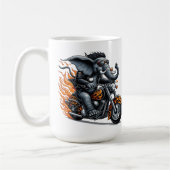 Olifant op Motorfiets met Vlammen Koffiemok (Links)