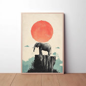 Olifant op rots Dier Natuur Natuurbeeld Esthetisch Poster