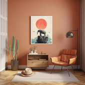 Olifant op rots Dier Natuur Natuurbeeld Esthetisch Poster