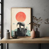 Olifant op rots Dier Natuur Natuurbeeld Esthetisch Poster