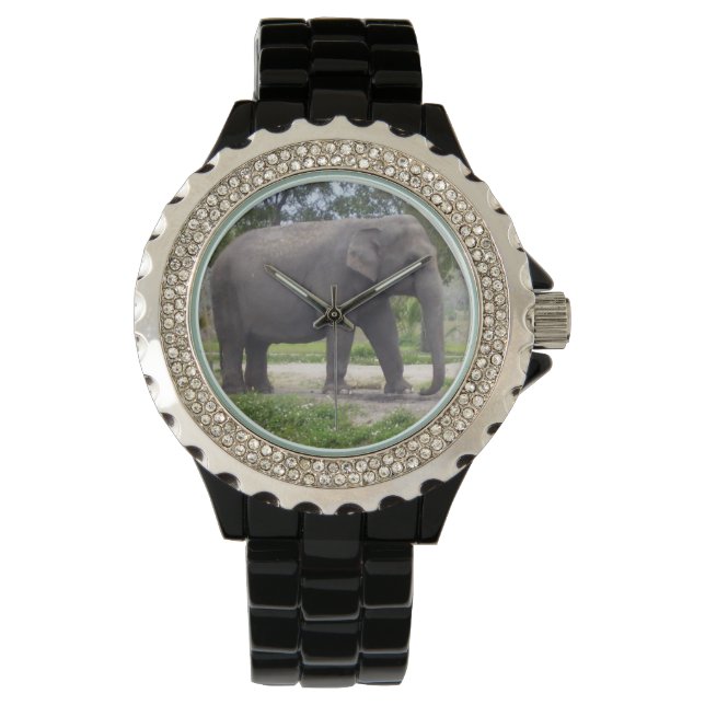 Olifant op stille trail-horloge horloge (Voorkant)