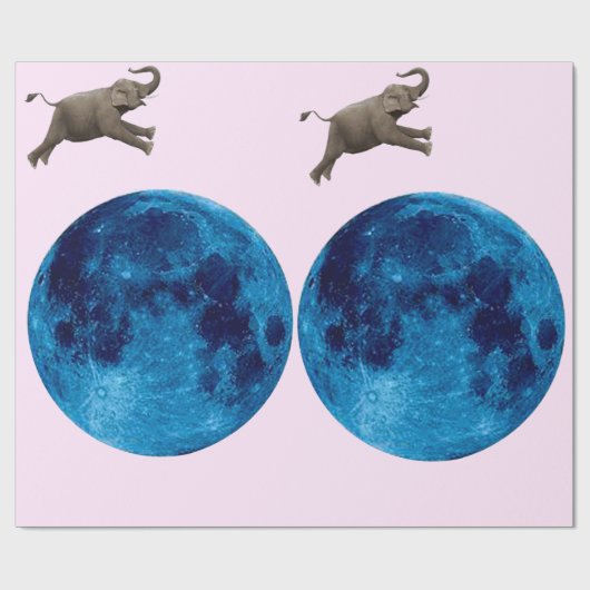 Olifant over de maan inpakpapier (Vlak)